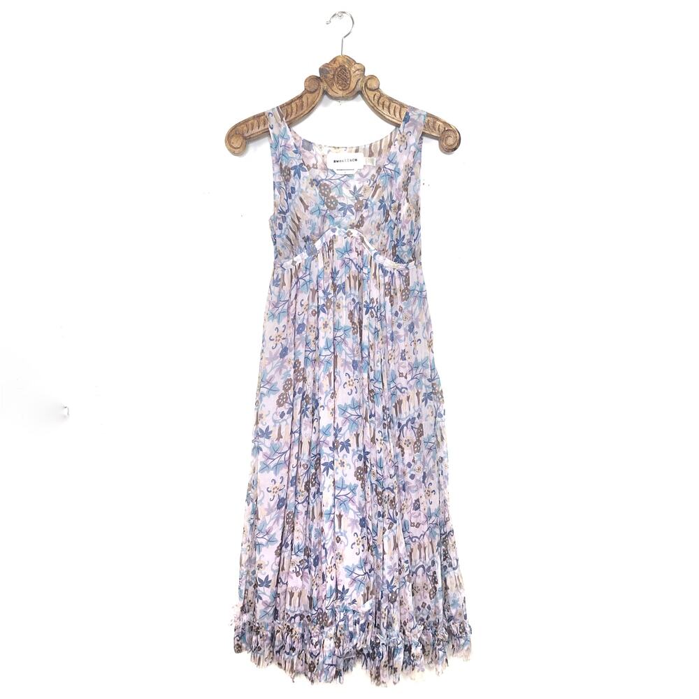 Sweetface Silk Plunge Neck Midi Dress Fairycore Whimsical Floral 4